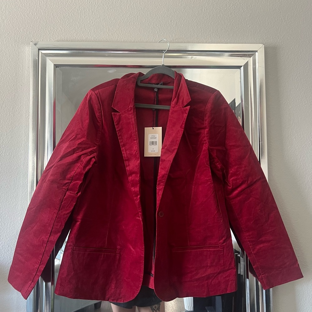 NEW NYDJ Red/Burgundy Velvet Blazer Size M